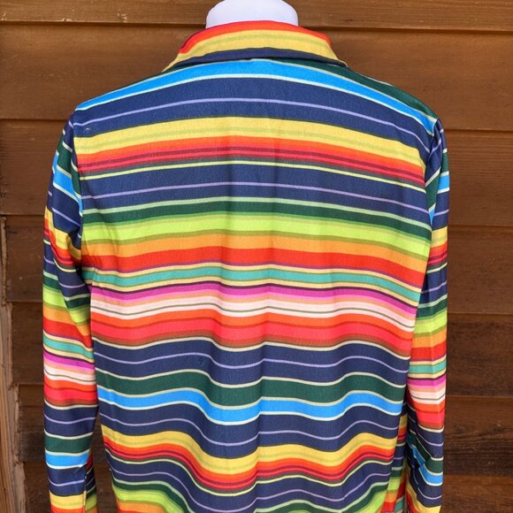 Miss Look Colorful Striped Lightweight Spring Rainbow Blazer Size 2XL - Picture 10 of 11